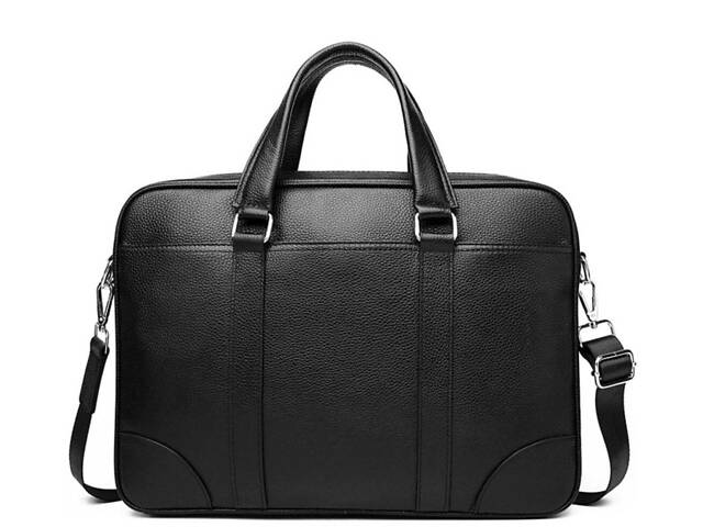 Сумка мужская кожаная деловая для ноутбука 13 14 черная 7A25-9904A - Фото 3
