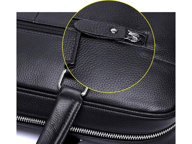 Сумка мужская кожаная деловая для ноутбука 13 14 черная 7A25-9904A - Фото 4