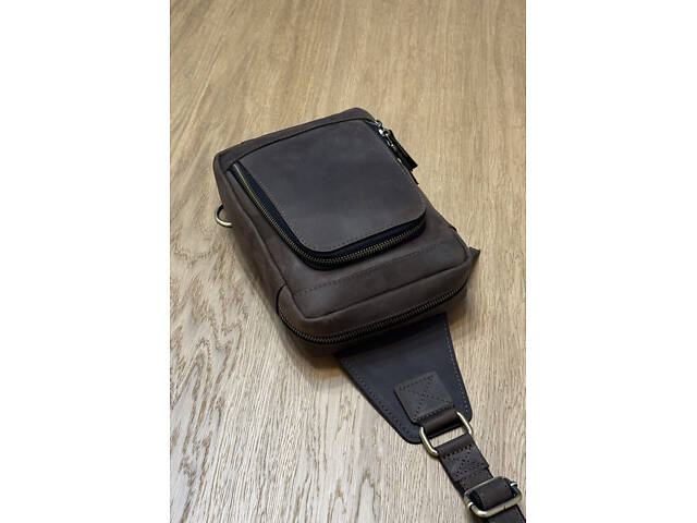 Сумка чоловіча шкіряна слінг SULLIVAN sms23(28) чорна Коричневий - Фото 1