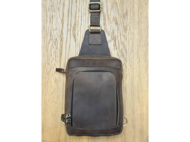 Сумка чоловіча шкіряна слінг SULLIVAN sms23(28) чорна Коричневий - Фото 4