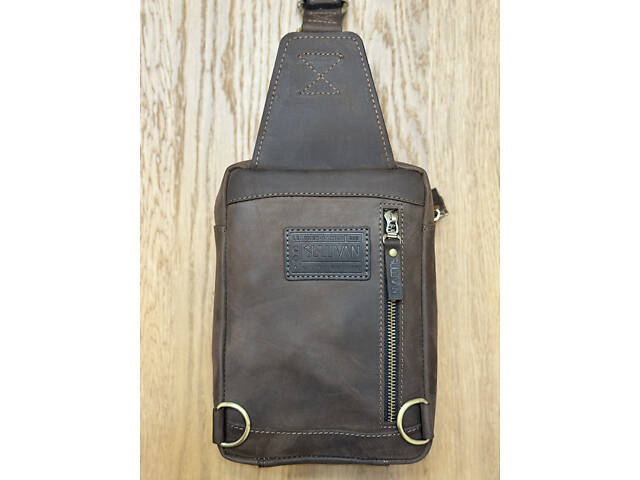 Сумка чоловіча шкіряна слінг SULLIVAN sms23(28) чорна Коричневий - Фото 5