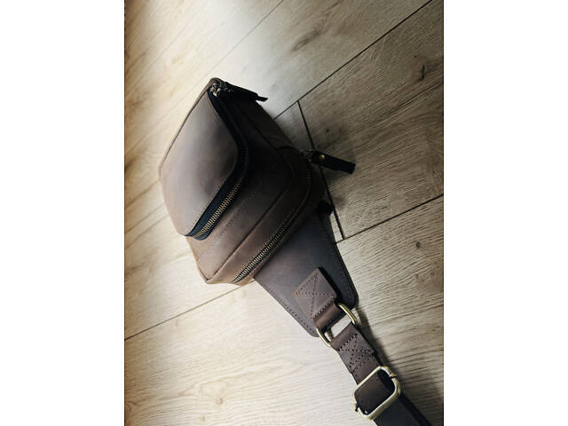 Сумка чоловіча шкіряна слінг SULLIVAN sms23(28) чорна Коричневий - Фото 6