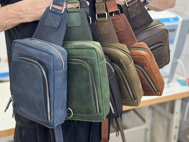 Сумка чоловіча шкіряна слінг SULLIVAN sms23(28) чорна Зелений - Фото 3