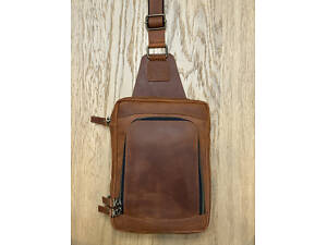 Сумка чоловіча шкіряна слінг SULLIVAN sms23(28) чорна Світло-коричневий