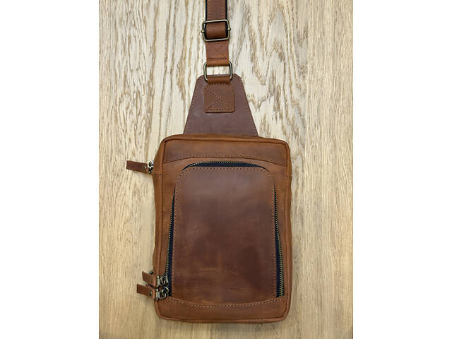 Сумка чоловіча шкіряна слінг SULLIVAN sms23(28) чорна Світло-коричневий - Фото 1