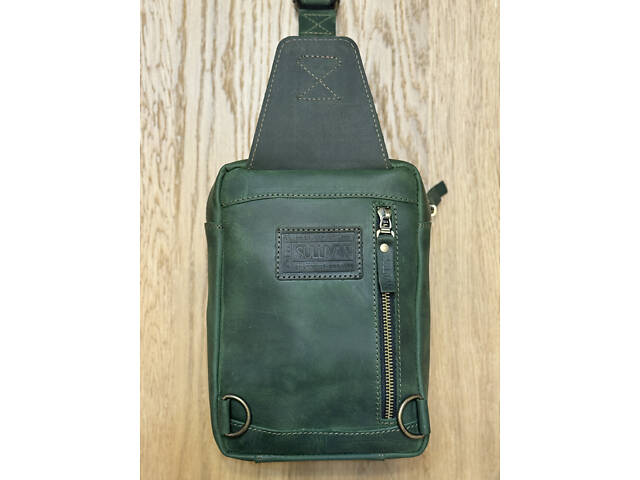 Сумка чоловіча шкіряна слінг SULLIVAN sms23(28) чорна Зелений - Фото 5