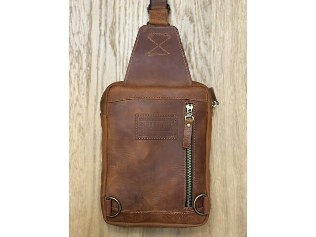 Сумка чоловіча шкіряна слінг SULLIVAN sms23(28) чорна Світло-коричневий - Фото 7