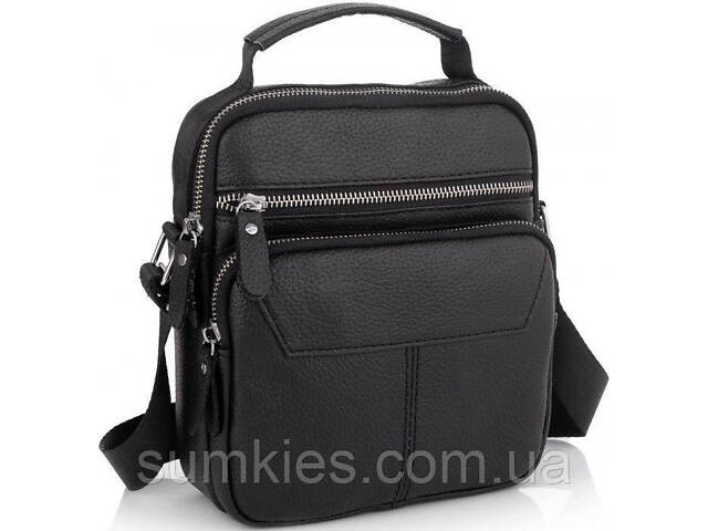 Сумка чоловіча шкіряна Tiding Bag через плече чорна - Фото 1