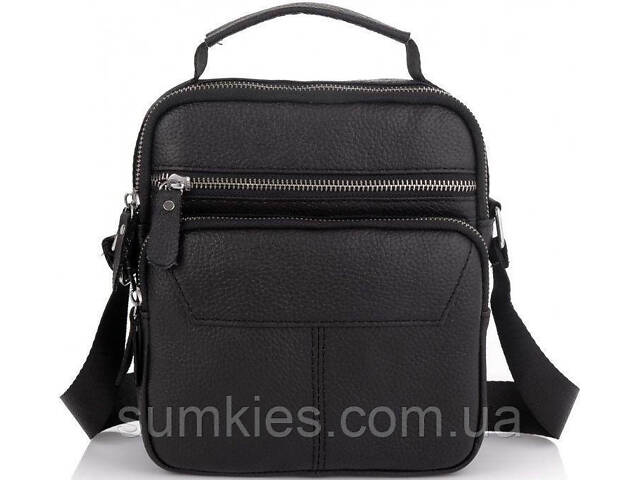 Сумка чоловіча шкіряна Tiding Bag через плече чорна - Фото 2