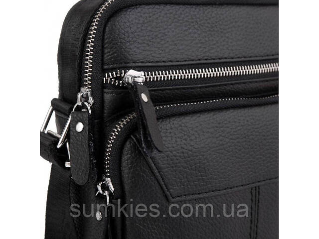 Сумка чоловіча шкіряна Tiding Bag через плече чорна - Фото 5