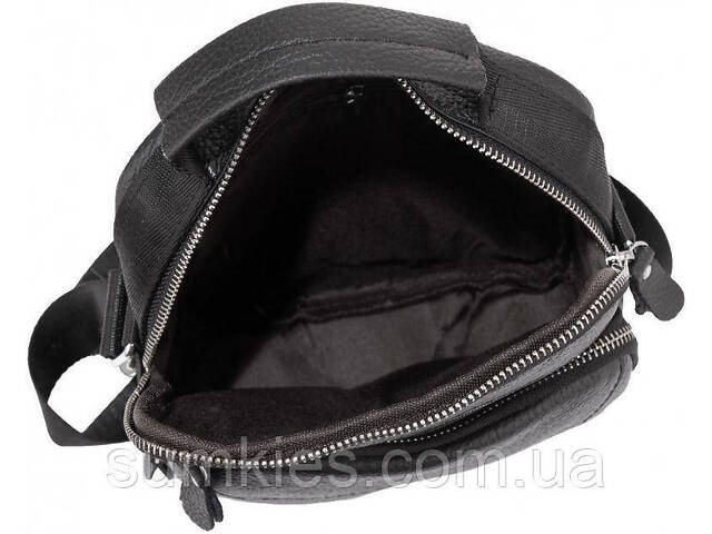 Сумка чоловіча шкіряна Tiding Bag через плече чорна - Фото 6