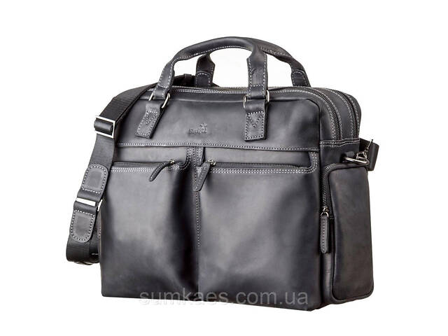 Сумка чоловіча SHVIGEL 11117 шкіряна Чорна - Фото 1