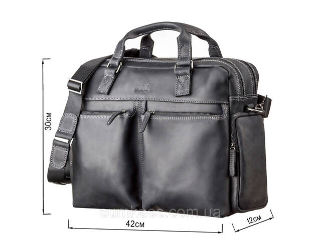 Сумка чоловіча SHVIGEL 11117 шкіряна Чорна - Фото 3
