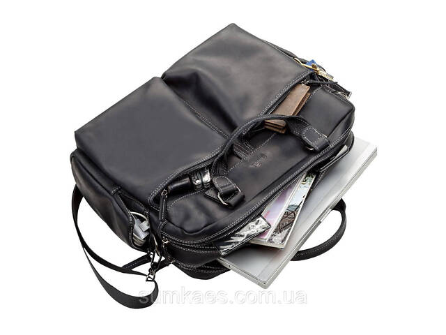 Сумка чоловіча SHVIGEL 11117 шкіряна Чорна - Фото 5