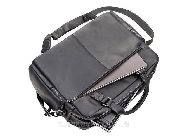 Сумка чоловіча SHVIGEL 11117 шкіряна Чорна - Фото 7