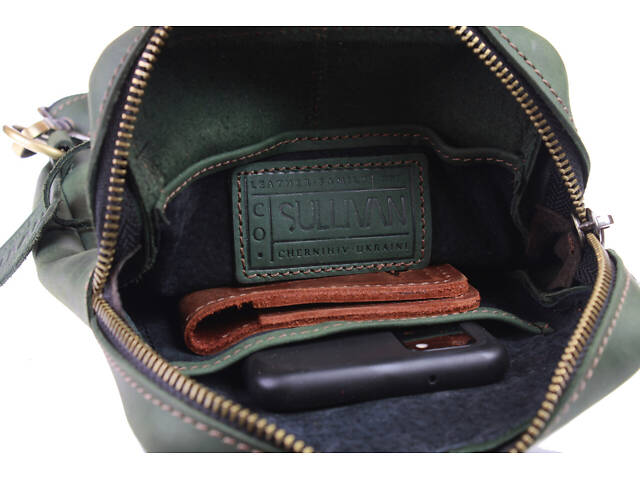 Сумка чоловіча слінг на плече бананка sms13(28) зелена - Фото 7