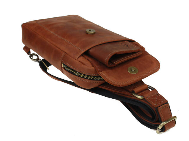 Сумка чоловіча слінг на плече бананка sms13(28) світло-коричневий - Фото 4