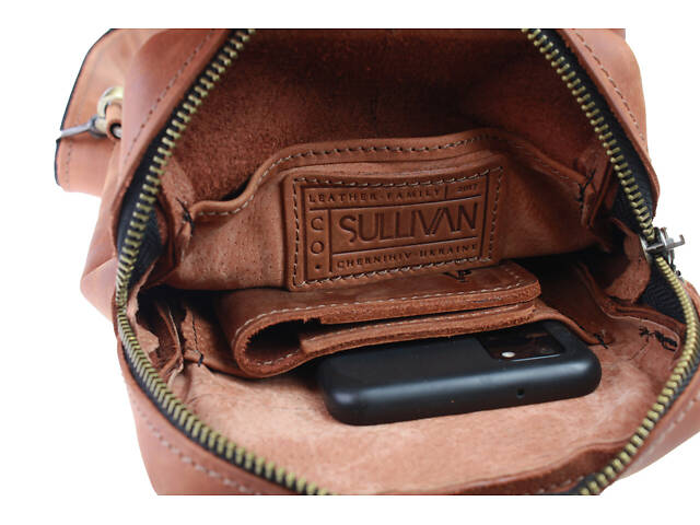 Сумка чоловіча слінг на плече бананка sms13(28) світло-коричневий - Фото 6