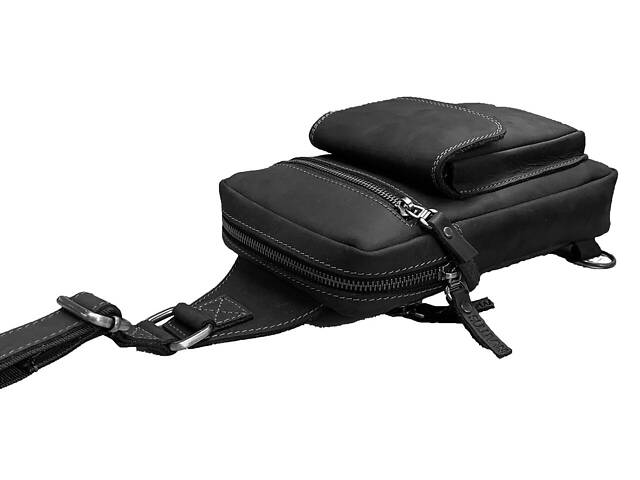 Сумка чоловіча слінг на плече бананка sms15(30) чорна - Фото 3