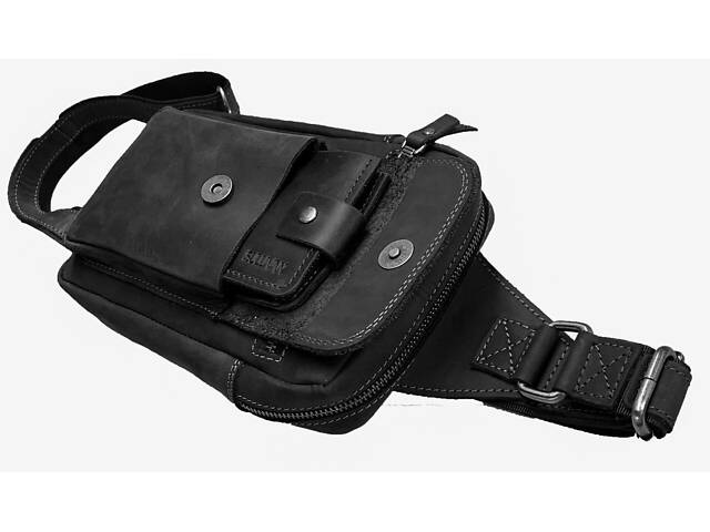 Сумка чоловіча слінг на плече бананка sms15(30) чорна - Фото 4