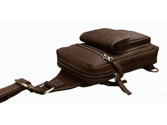 Сумка чоловіча слінг на плече бананка sms15(30) коричнева - Фото 3