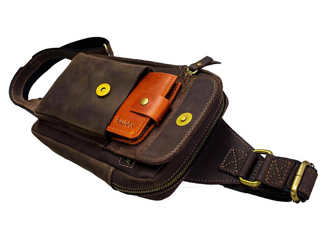 Сумка чоловіча слінг на плече бананка sms15(30) коричнева - Фото 4