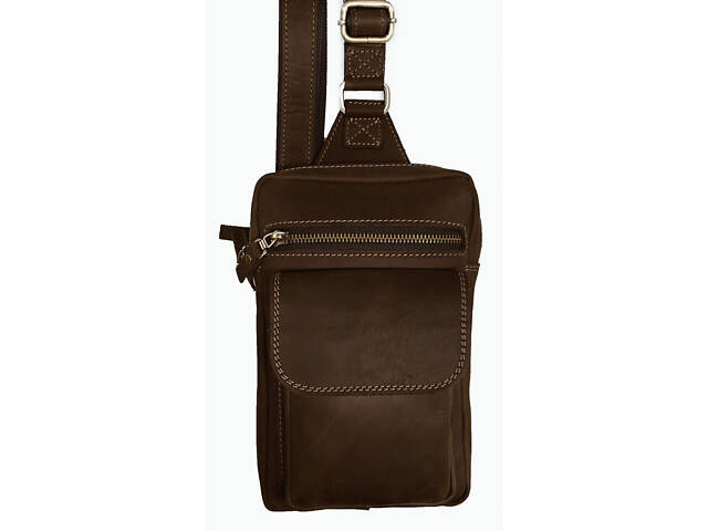 Сумка чоловіча слінг на плече бананка sms15(30) коричнева - Фото 5