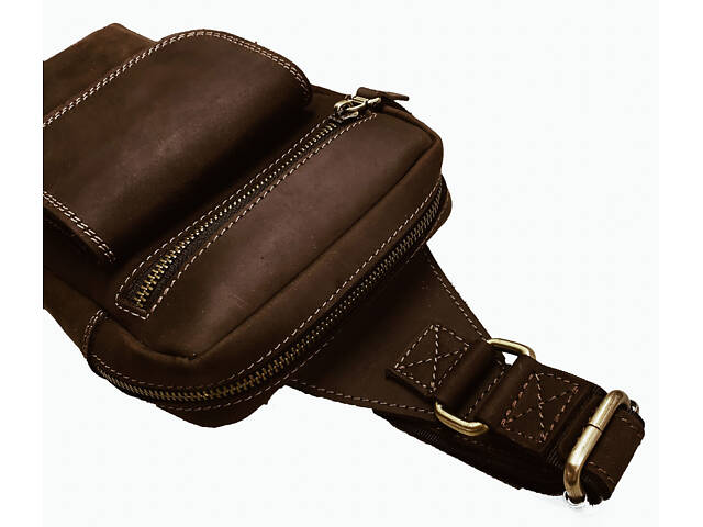 Сумка чоловіча слінг на плече бананка sms15(30) коричнева - Фото 7