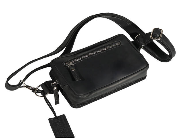 Сумка чоловіча слінг на плече бананка sms20(25) чорна - Фото 5