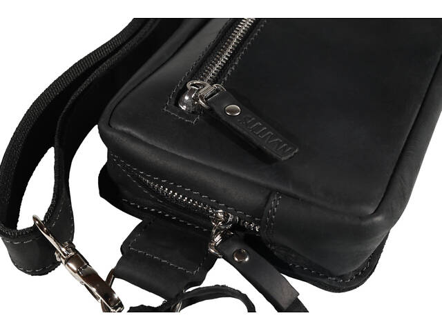 Сумка чоловіча слінг на плече бананка sms20(25) чорна - Фото 6