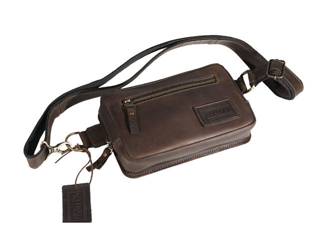 Сумка чоловіча слінг на плече бананка sms20(25) коричнева - Фото 1