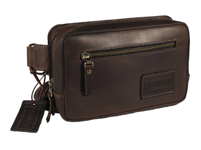 Сумка чоловіча слінг на плече бананка sms20(25) коричнева - Фото 3