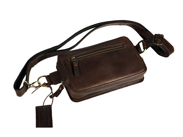 Сумка чоловіча слінг на плече бананка sms20(25) коричнева - Фото 5