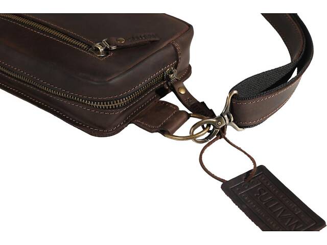 Сумка чоловіча слінг на плече бананка sms20(25) коричнева - Фото 7