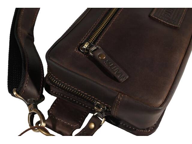 Сумка чоловіча слінг на плече бананка sms20(25) коричнева - Фото 9