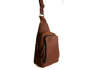 Сумка чоловіча слінг на плече бананка sms22(30) світло-коричнева