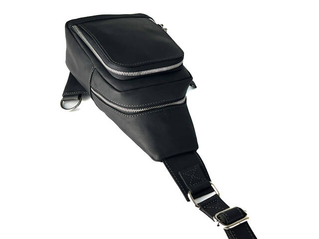 Сумка чоловіча слінг на плече бананка sms22(30) чорна - Фото 4
