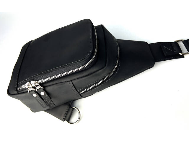 Сумка чоловіча слінг на плече бананка sms22(30) чорна - Фото 7