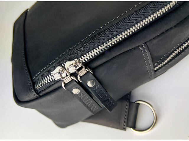 Сумка чоловіча слінг на плече бананка sms22(30) чорна - Фото 9