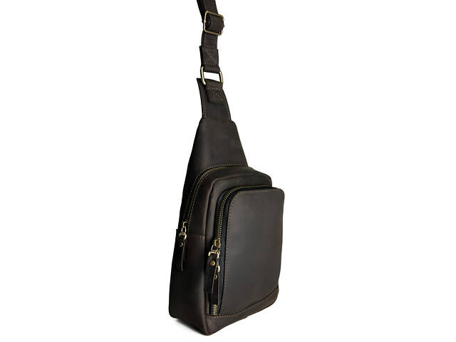 Сумка чоловіча слінг на плече бананка sms15(30) коричнева - Фото 1