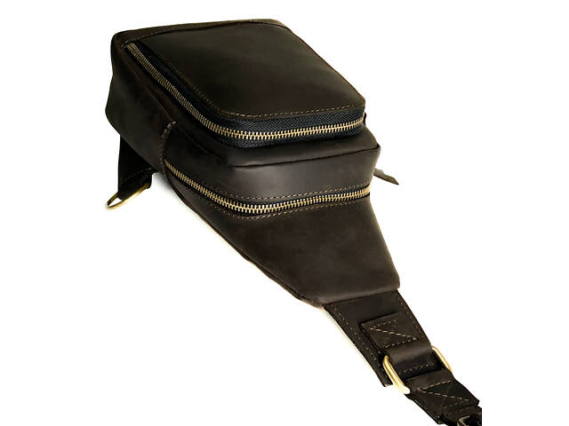 Сумка чоловіча слінг на плече бананка sms15(30) коричнева - Фото 8
