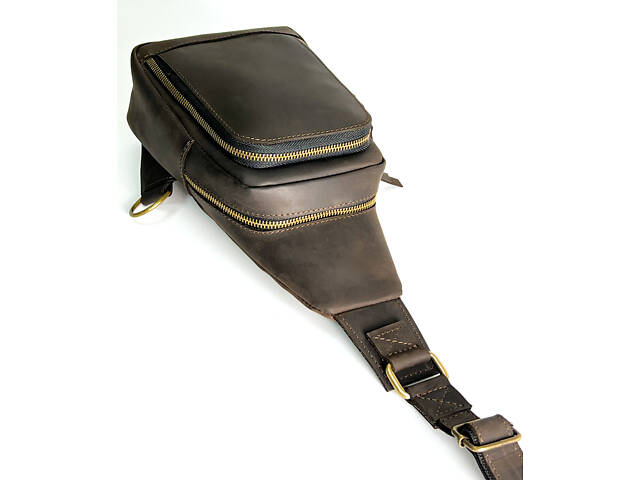 Сумка чоловіча слінг на плече бананка sms15(30) коричнева - Фото 9