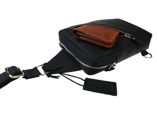 Сумка чоловіча слінг на плече бананка sms4 (26) чорна - Фото 3