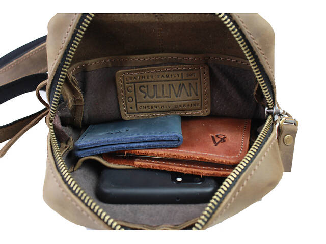 Сумка чоловіча слінг на плече бананка sms4 (26) оливкова - Фото 7