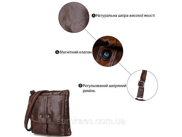 Сумка мужская Vintage 14091 Коричневая - Фото 5