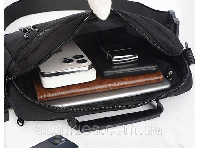 Сумка чоловіча з тканини Confident чорна - Фото 3