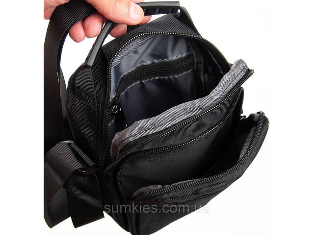 Сумка на плече Lanpad чоловіча чорна - Фото 5