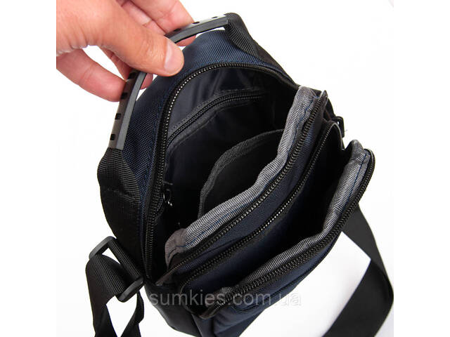 Сумка на плече Lanpad чоловіча синя - Фото 5