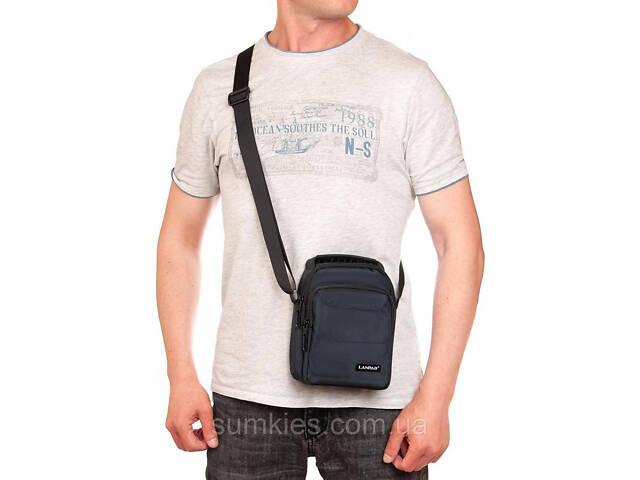 Сумка на плече Lanpad чоловіча синя - Фото 7