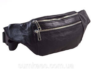 Сумка на пояс шкіряна бананка чорна велика ремінь 70-170см 8s398-2